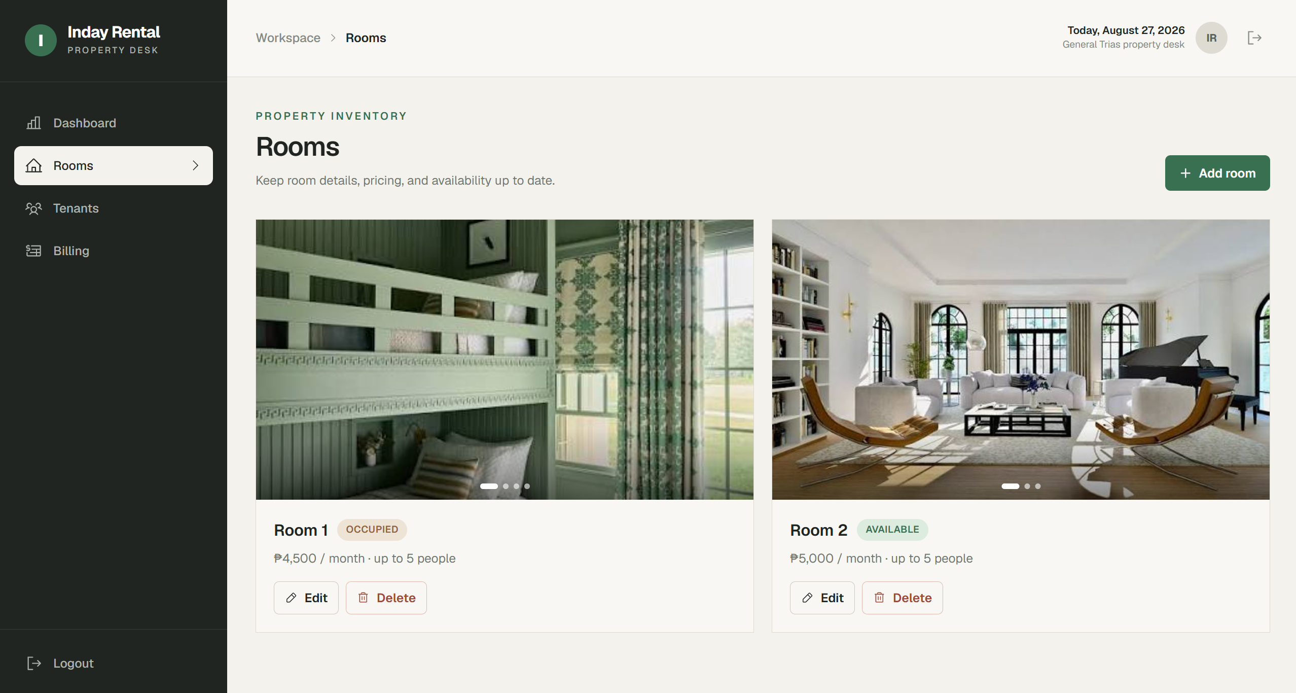 Inday Room Rental Management